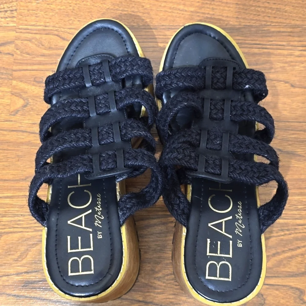 BEACH BY MATISSE DAZE MACRAME PLATFORM LUG SOLE SIZE 10 BLACK